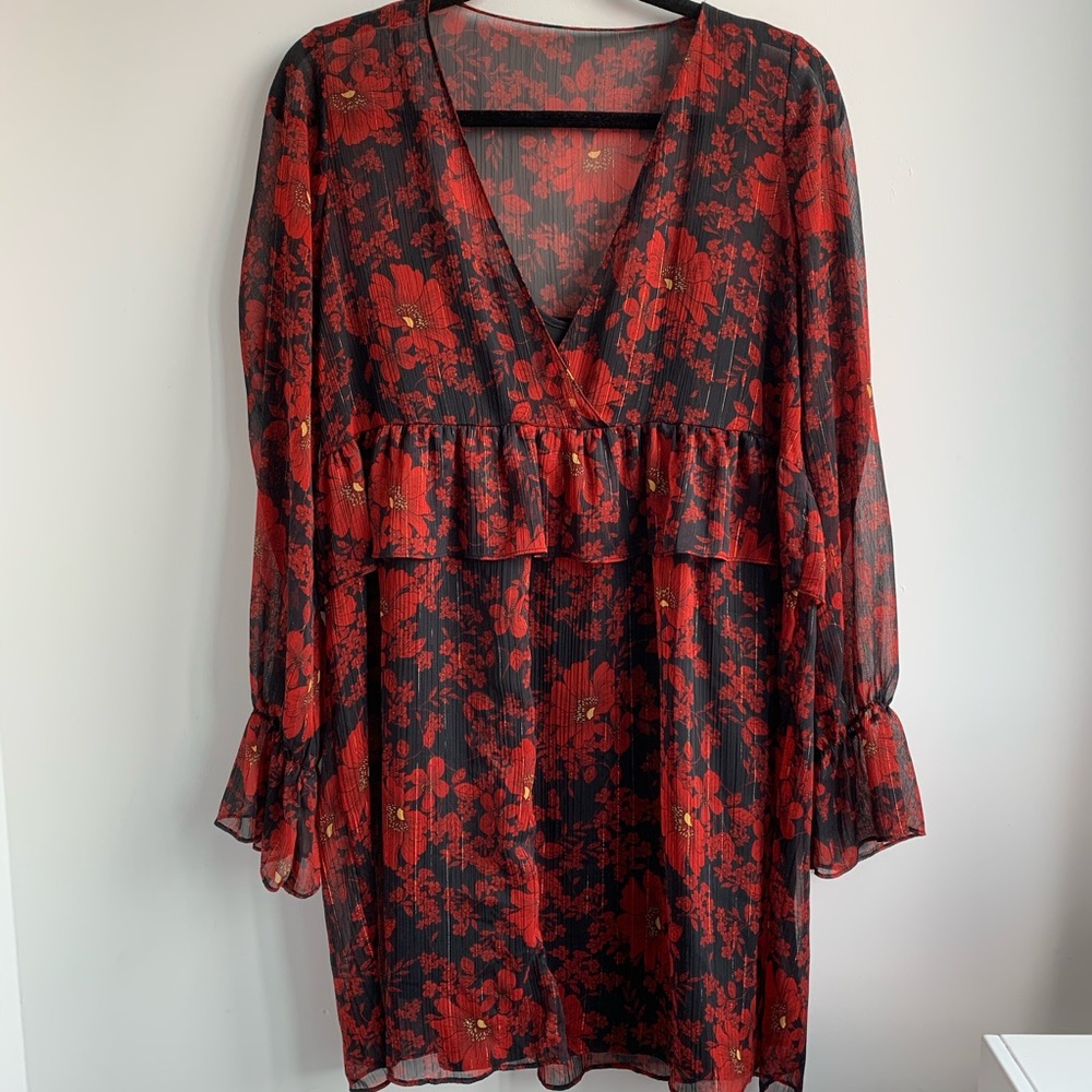 Zara red floral dress